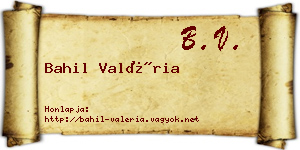 Bahil Valéria névjegykártya